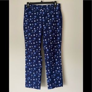 Kim Rogers Women's Blue White Stars Capris Leggings - 6 - New with Tags